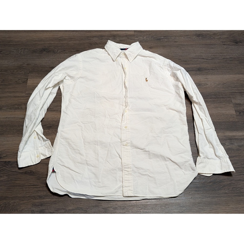 Ralph Lauren Classic Fit White Oxford Button Down Shirt Mens Large Long Sleeve